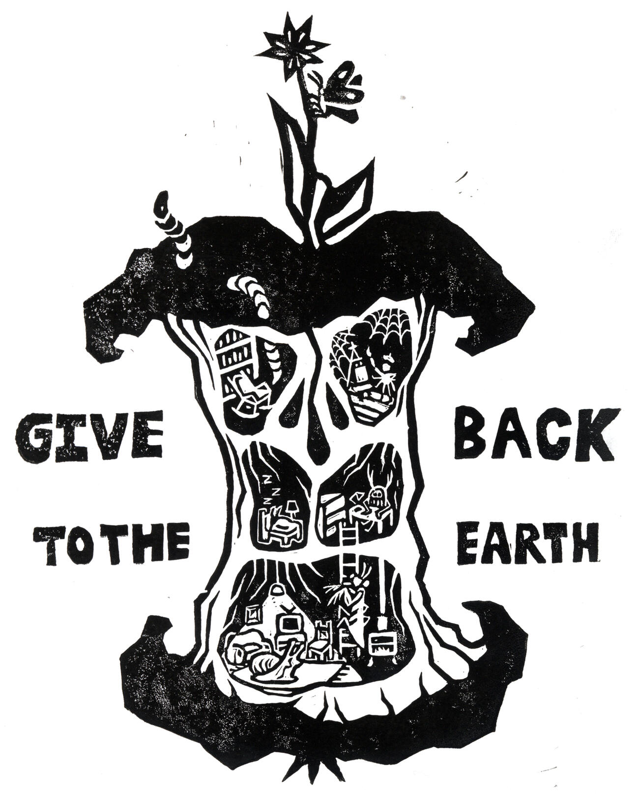 Give Back to the Earth - Lino Print
